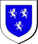 Coat of
arms, 3 white lions on blue