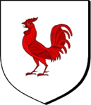 Coat
of arms, red rooster on white